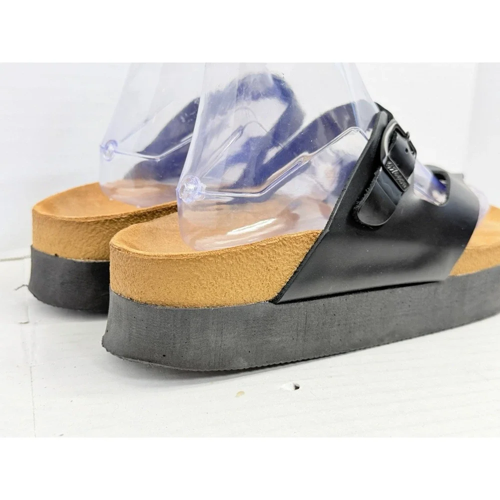 Moosefield Leather Platform Sandals Women's EU 41 US 10-10.5 Black Buckle